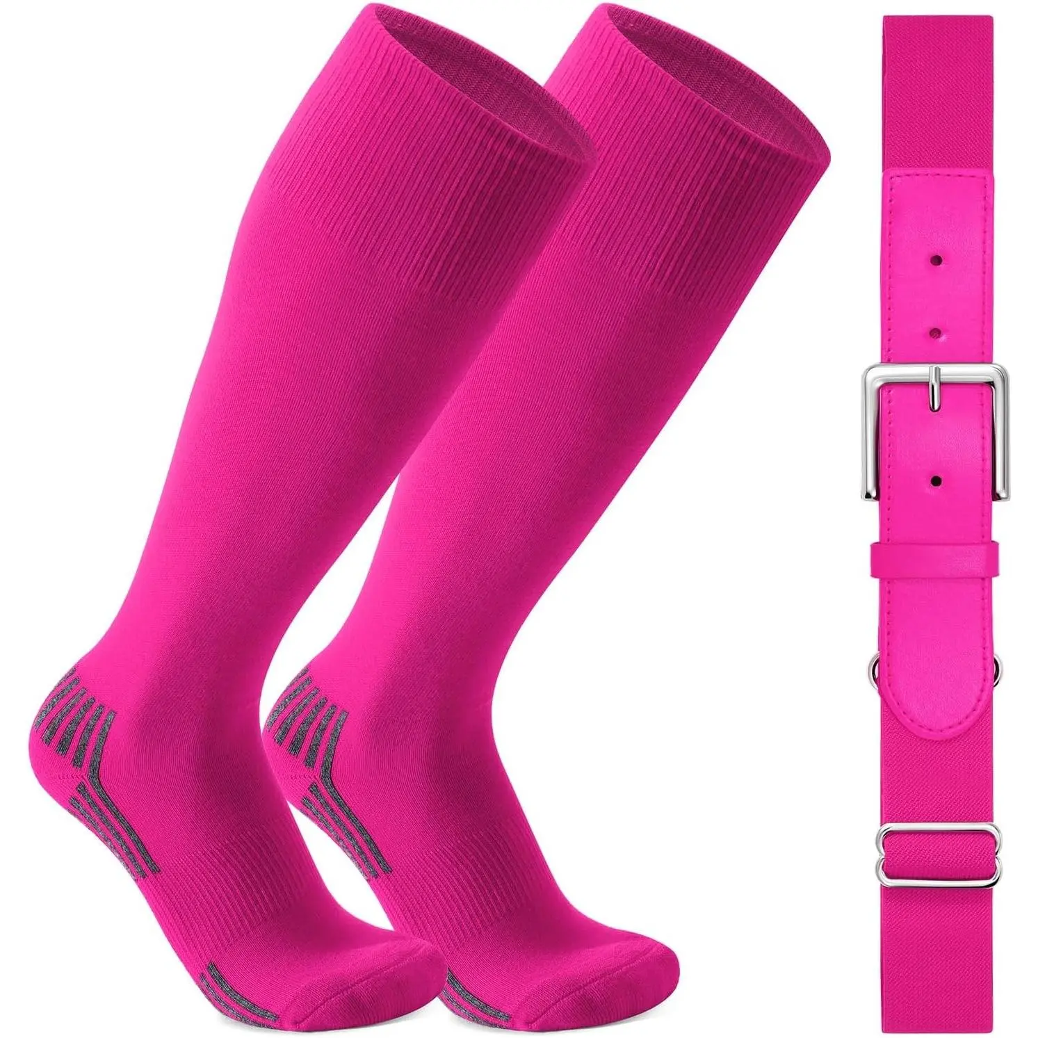 Baseball Socks and Belt Combo For Youth and Adult-Boys Softball Socks with Adjustable Belt