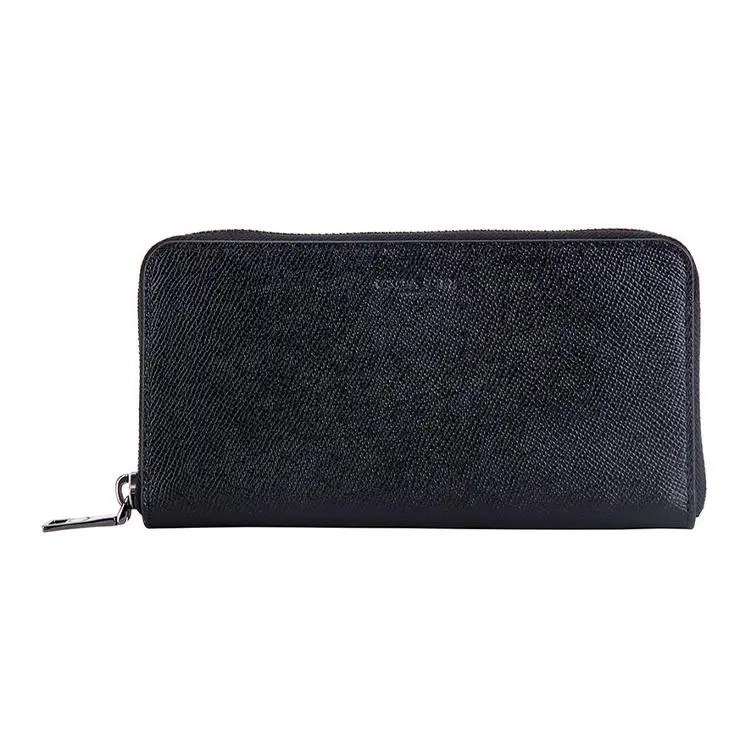 COACH Accordion Wallet for Men – Crosshatch Leather, Surround Zip, Black