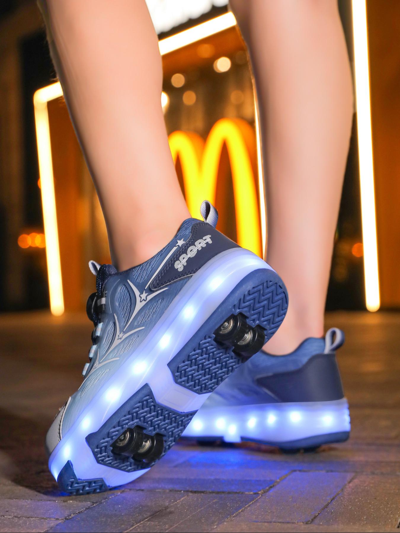 Boys Four-Wheel Roller Skates, New Wheel Shoes, Adjustable Rotating Buckle, Breathable Lightweight Durable Dual Wheels, Shoes With Wheels