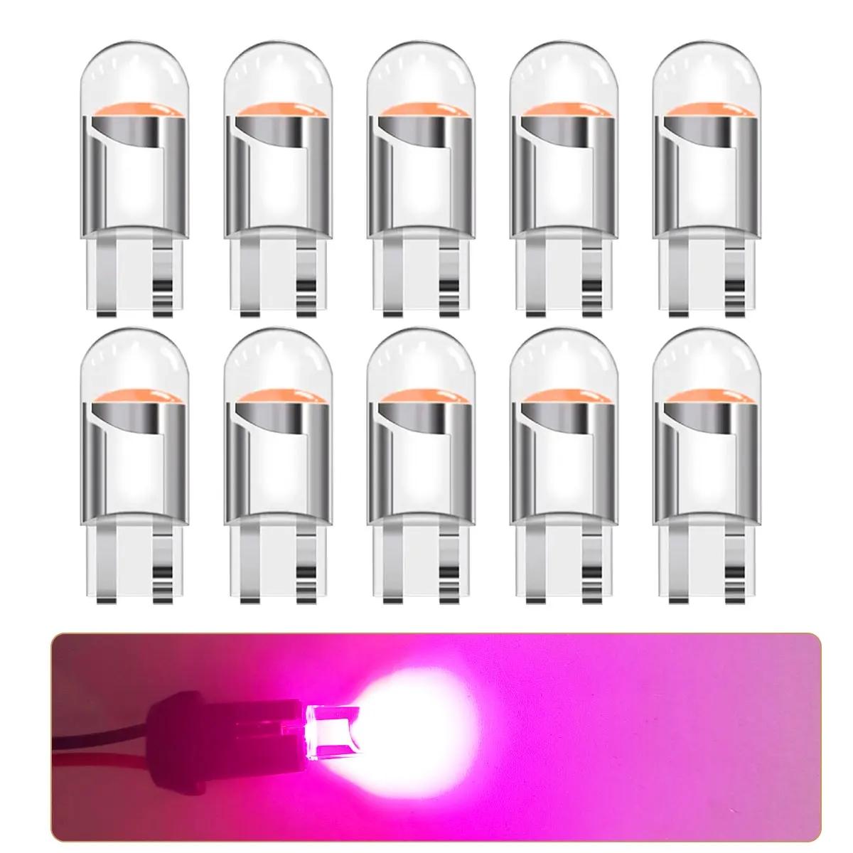 10pcs LED Light T10 COB W5w Y5w 168 194 for Car Interiors, Dome Lights, Parking Lights, Number Plate Lights, 12V Blue Lamps