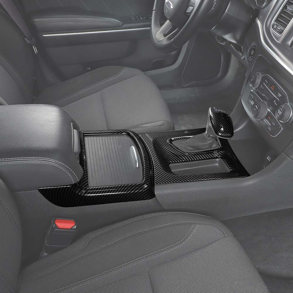 37x Car Interior Center Navigation Dash Panel Cover Trim Kit for Dodge Charger 2015+ Accessories Balck Carbon Fiber sticker console decoration Vehicle