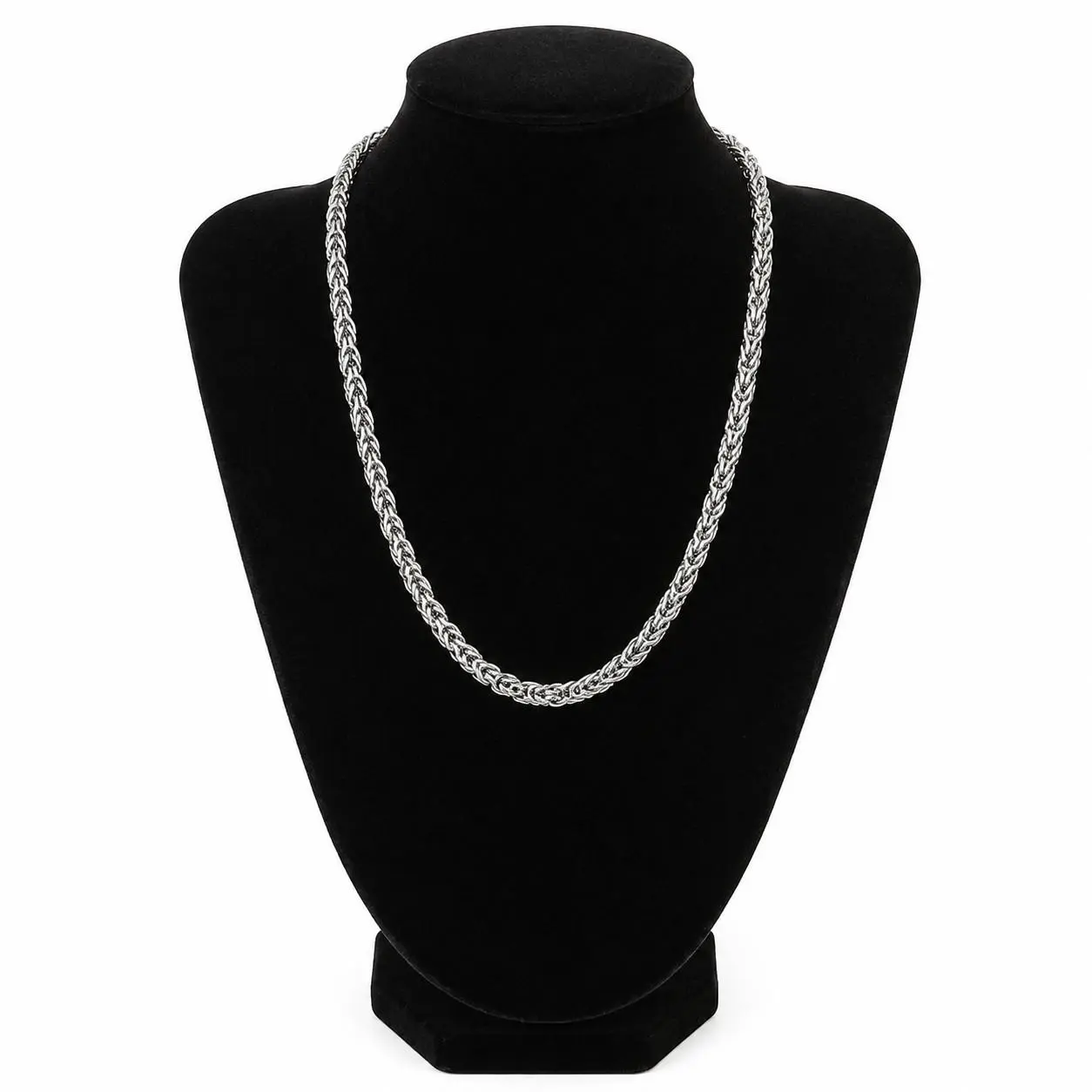 8mm 24inch Mens Braided Wheat Franco Necklace Stainless Steel Chain