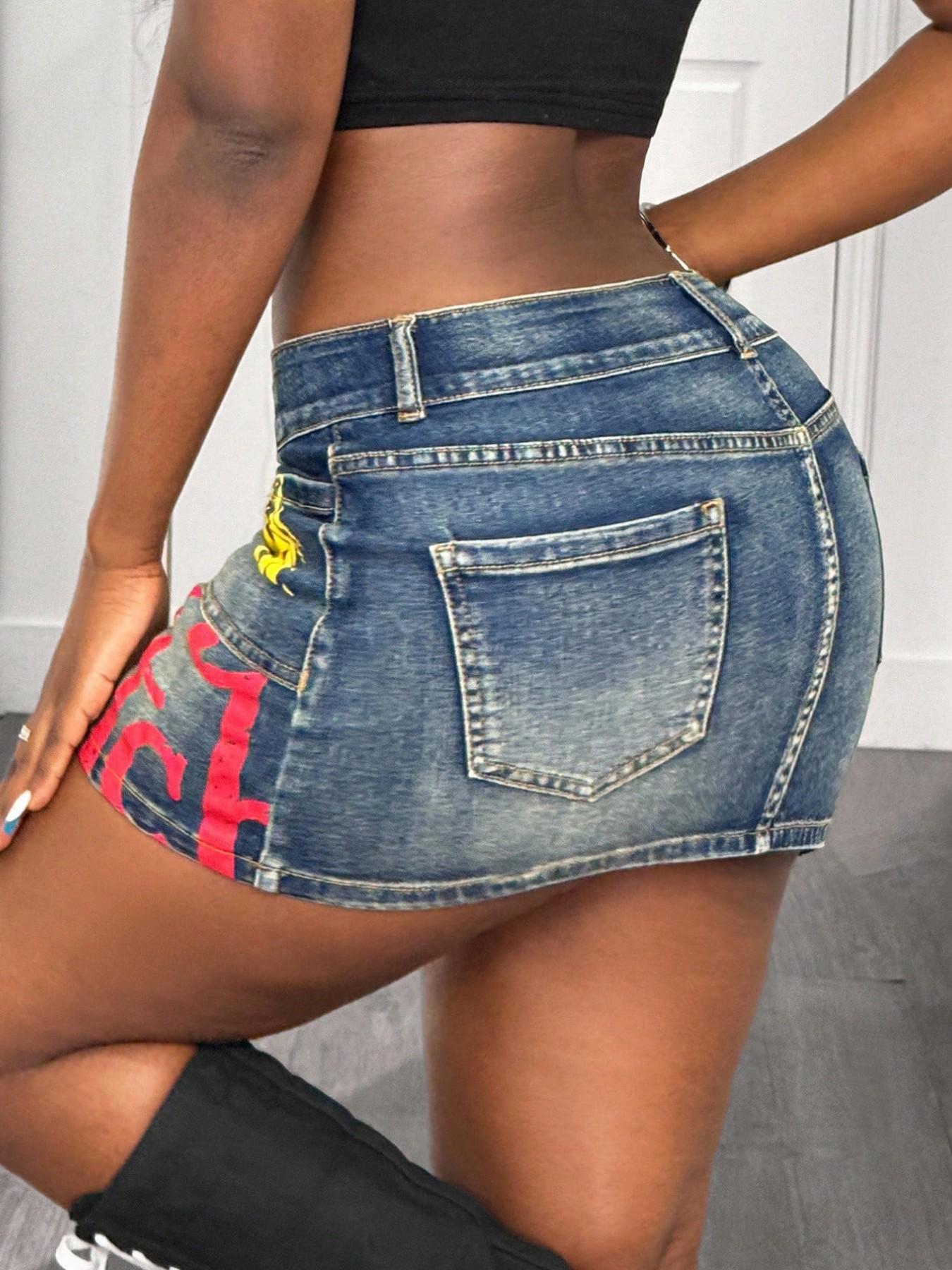 Women's High Waist Denim Short Skirt, Elegant Slim-Fitting Summer Fashion, Comfortable Elastic Trendy Women's Skirt, High Waist Skirts