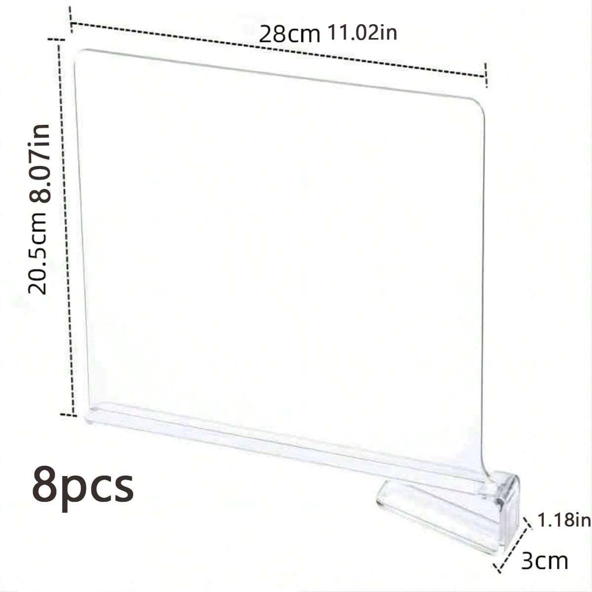 Clear Acrylic 6pcs Shelf Dividers for Closets, Organizers & Purses Separator, Ideal for Kitchen Cabinets & Bedrooms, Durable Design