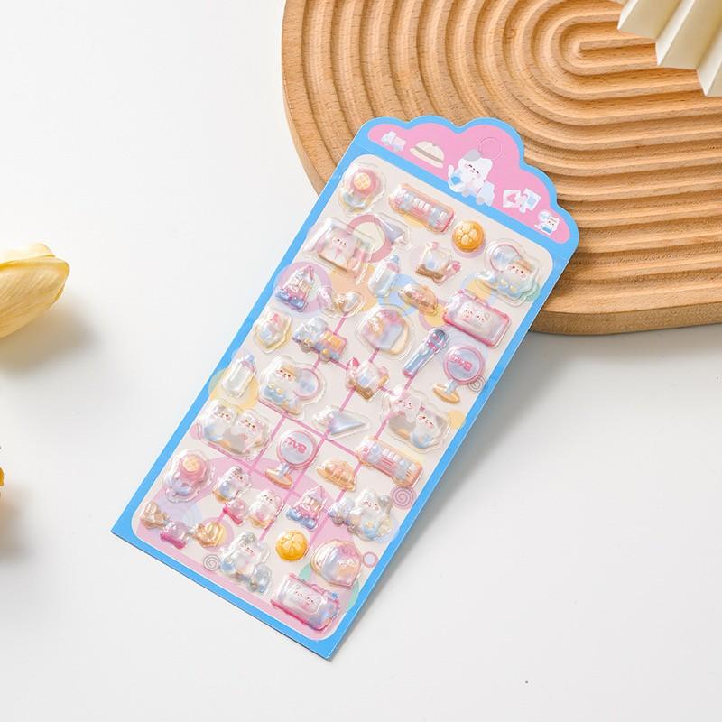 Cute 3D Resin Stickers, Cartoon Animal Food Hand Account Decorative Stickers, Fun and Creative Paper Craft Supplies