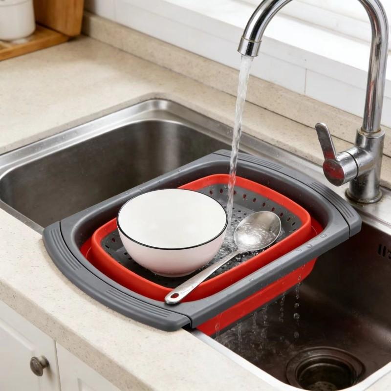 Multifunctional Expandable Folding Draining Basket, Laundry Filter, Kitchen Sink Strainer and Kitchen Sink Drainage Solution, Ideal for Outdoor Camping Use