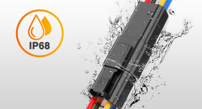 Nilight 4-Pin DT Waterproof Connector Set, 16AWG 6 Male & Female Plug&Play Electrical Cable Terminals Kit with Heat Shrink Butt Terminals, Durable Reliable Connectors for Scooters, LED Light Bar, Twinkle Light