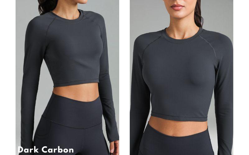 Colorfulkoala Women's Dreamlux Cropped Long Sleeve Top with Thumbholes Raglan Sleeves Athletic Yoga Shirt