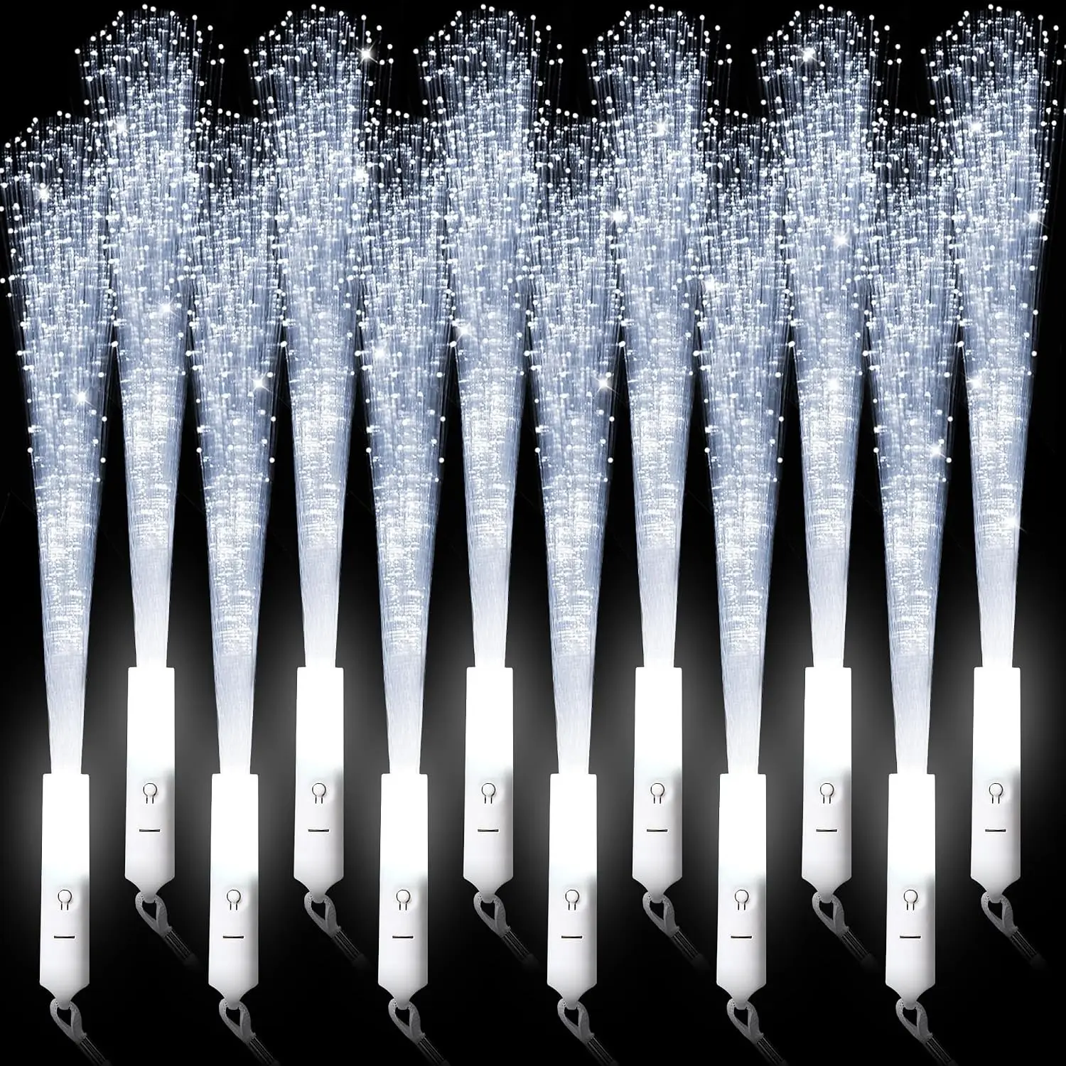 64 Pcs Fiber Optic Wands White Glow Sticks LED Wedding Wand Light up Party Favor Sticks Flashing Wands with 3 Light Modes for neon Party Wedding Baby Shower Birthday Party Supplies