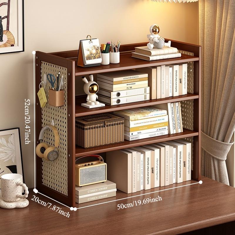 High-Quality Bamboo Storage Rack, Woven Bookshelf & Cup Holder, Modern Bookshelf, Suitable for Living Room, Tea Room, Kitchen, Space-Saving Design