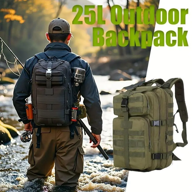 JSERYISGN 3P Off-Road Large Capacity Mountaineering Backpack Men's Multifunctional Camouflage Backpack Outdoor Mountaineering Tactics
