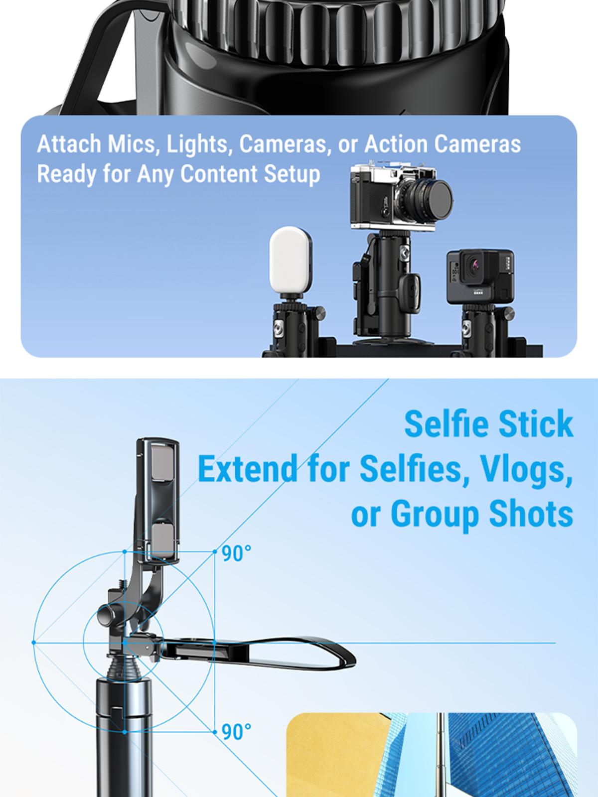 AI Auto Face Tracking Tripod with 63" Selfie Stick Tripod | Smart Face Tracking Phone Holder with LED light for TikTok Live & Vlogging | Gesture Control & Bluetooth Remote | Perfect for Content Creator | Gift for Boy & Girl Friend | Spring Glow Up