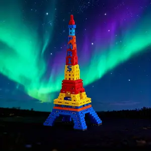 Colorful Eiffel Tower 3D Puzzle Building Blocks Decoration, Bookshelf Home Office Cabinet Decor, Party Living Room TV Stand Display