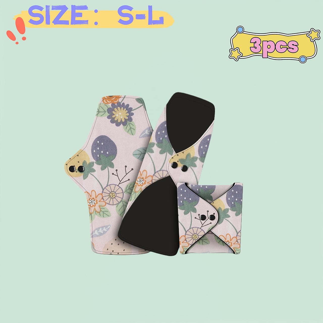 3pcs Reusable Pads Set, High Absorbency Leakproof Night & Day Use, Cotton Lining, Multiple Sizes, Postpartum Menstrual Incontinence Care
