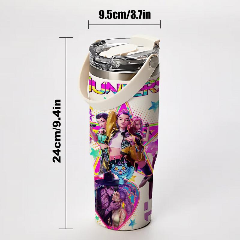 1 Pc 30oz insulated mug, double wall stainless steel vacuum cup, skinny leak-proof thermal mug, keeps hot 12 h/cold 24 h, colorful anime concert idol theme, stylish and durable,  travel tumbler, holiday birthday Christmas gift for women men friends