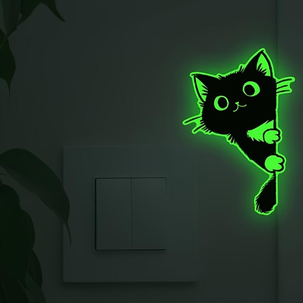 4/8PCS Green Glow In The Dark Peeking Black Cat Wall Stickers, Self-Adhesive Luminous Kitty Decals, Fun DIY Decor Mural For Entryway Bedroom Kitchen Living Room Shop Window Cute Animal Fluorescent Wall Ornaments sum,Silver,Snowman,Ging,b,charm,accessories