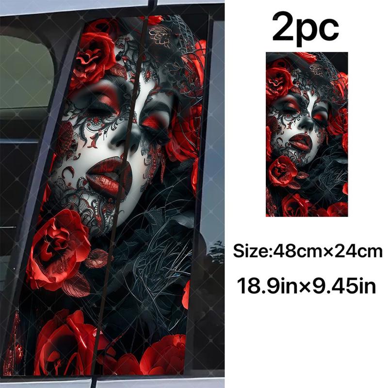 Gothic Vinyl Stickers Set, Car B Pillar Protection Decals, Easy Peel & Stick, Sunproof Waterproof Scratch Resistant, Fits All Vehicles