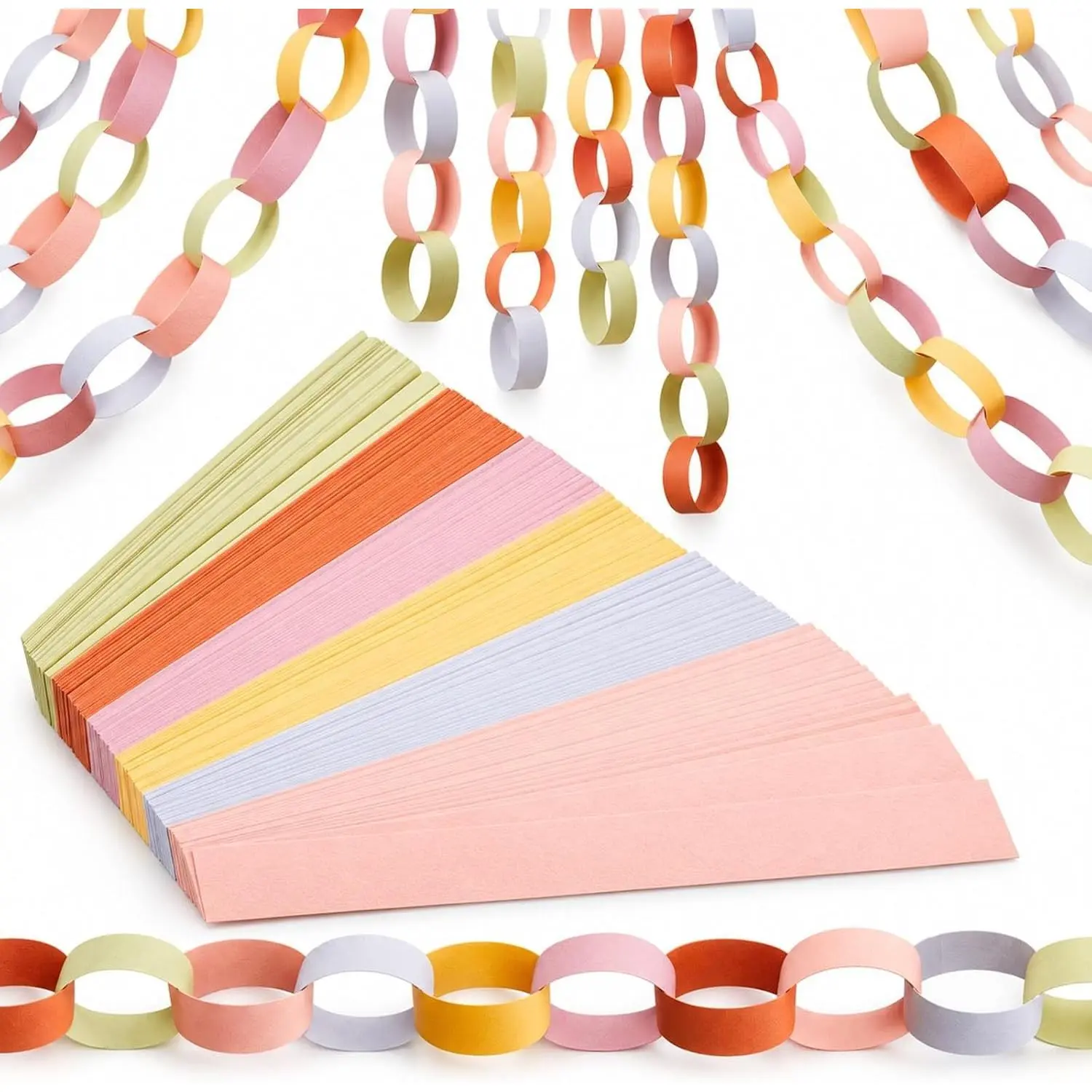 600 Sheet Paper Chain Garland Strips, Groovy