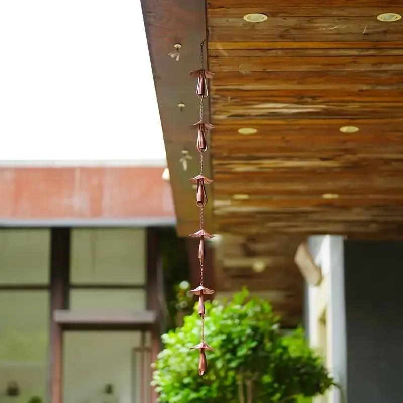 Vintage Iron Mushroom Rain Chain, Rustic Wind Chime, No Electricity, Garden & Patio Decor, Spring & Summer Outdoor Decoration, Durable