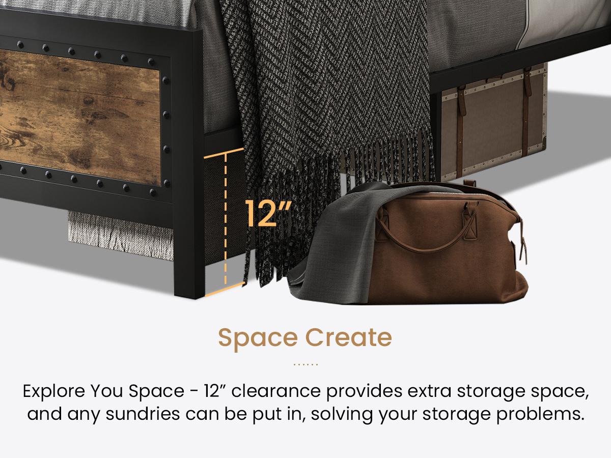 SHA CERLIN Heavy Duty Metal Bed Frame Full/Queen Size【Frame Only No Mattress】Platform Bed Frame with Wooden Headboard Footboard, 13 Strong Metal Slats Support, No Box Spring Needed, Frame Base,#ChristmasGifts#TikTokShopBlackFriday