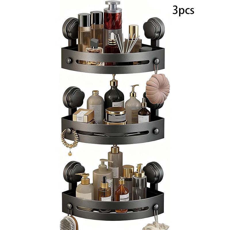 3pcs Corner Shower Storage Rack Set, Wall Mounted Bathroom & Kitchen Organizer, Non Perforated, Detachable Shelves, Drain Holes Included, Shower Organizers