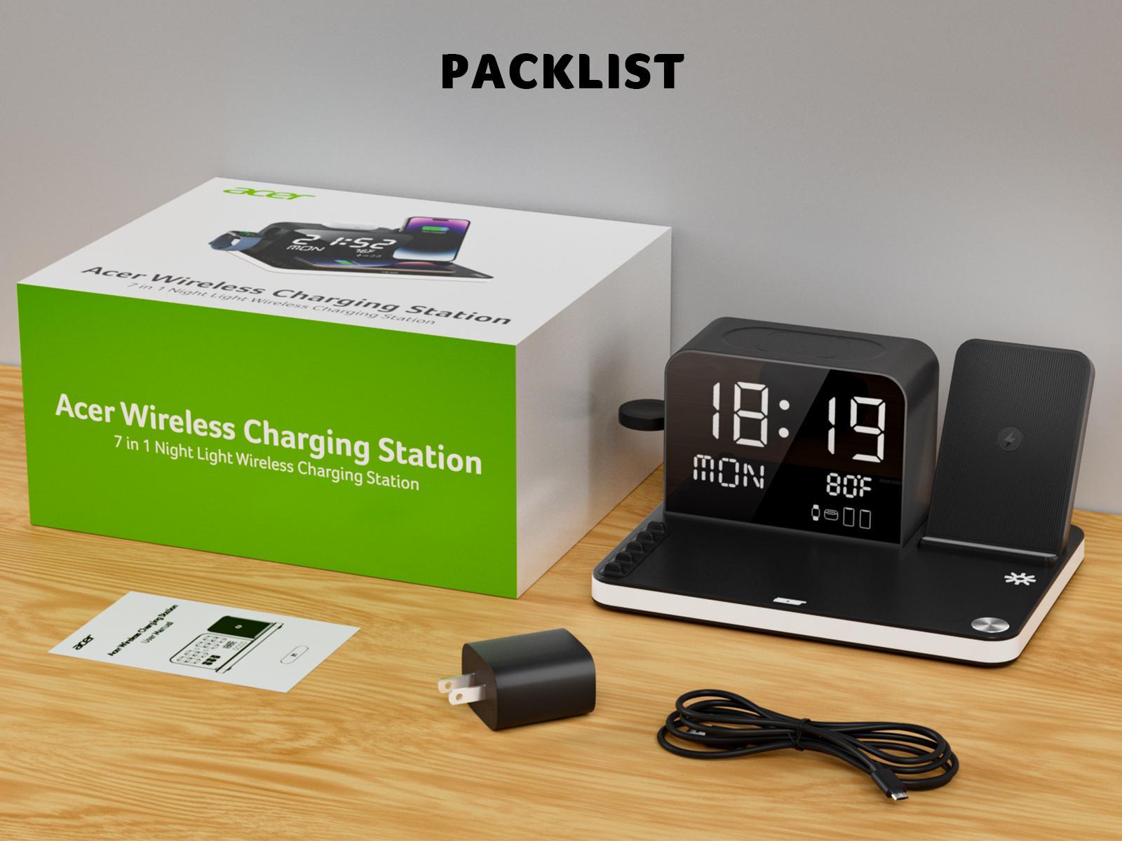 Acer 7 in 1 Wireless Charging Station with Fast Wireless Charger, LED Night Light, Bluetooth Time Sync Clock & Temperature Display, USB-A & USB-C, Magnetic MagSafe – for iPhone, Android Phone, Apple Watch & AirPods, Gift Acer 7 in 1 Wireless Charging Station with Fast Wireless Charger, LED Night Light, Bluetooth Time Sync Clock & Temperature Display, USB-A & USB-C, Magnetic MagSafe – for iPhone, Android Phone, Apple Watch & AirPods, Gift