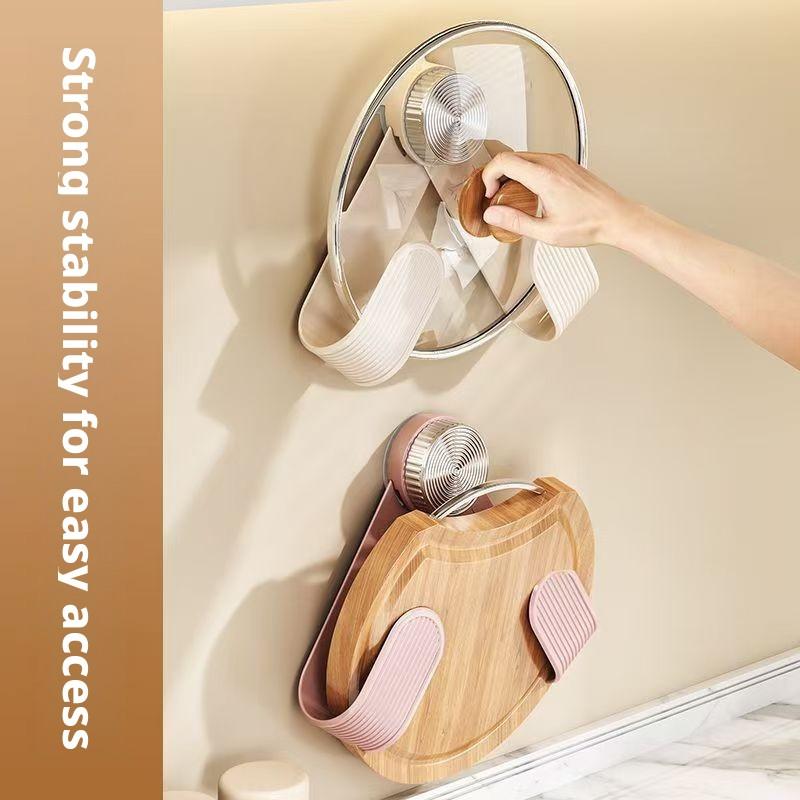 1PC Wall-Mounted Kitchen Organizer, No-Drill Design, Multi-Purpose Storage Rack, Perfect for Pots & Cutting Boards, Space-Saving Solution