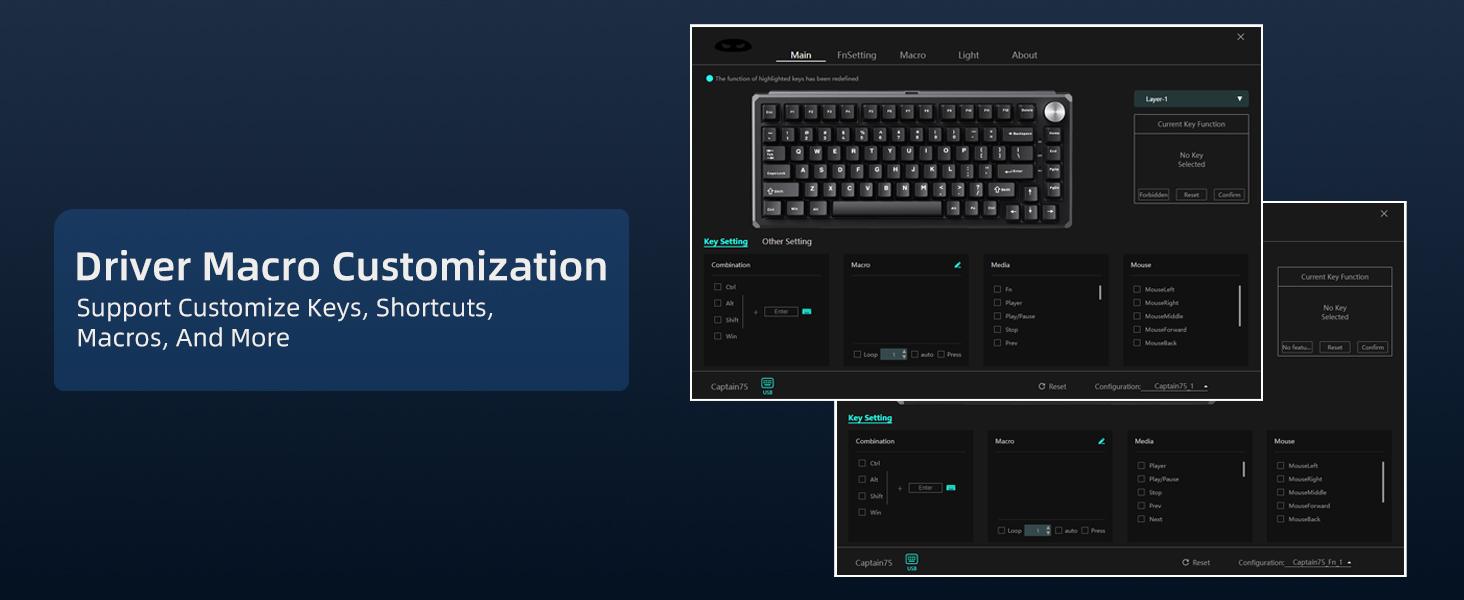 MageGee Captain75 Wireless Mechanical Keyboard, 75% Hot Swappable Creamy Gaming Keyboard with Knob, CNC Aluminium Case, 5-Layer Sound Dampening, RGB Backlit, BT/2.4G/USB-C for Win/Mac (Ice Sea Blue)