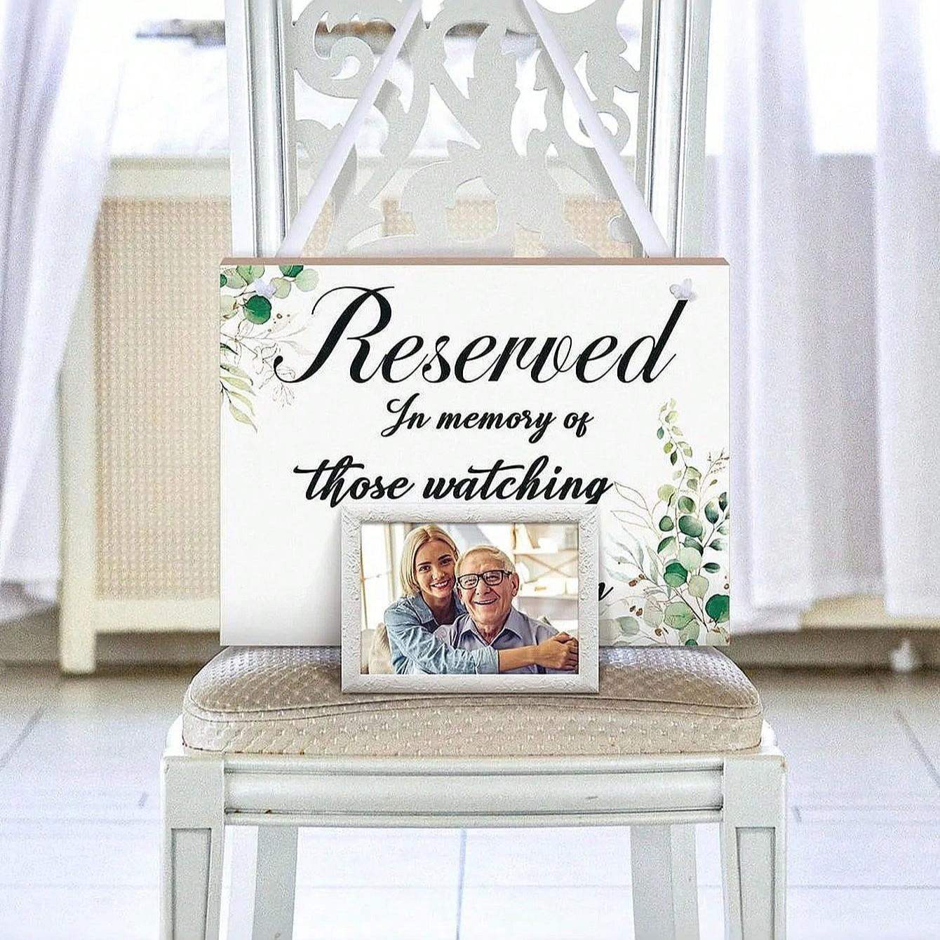 Wedding Reservation Sign Wooden Memorial for Deceased, Wedding Wood Memorial Plaque, Celebrate Heaven Ceremony, Restaurant Seat Banner (eucalyptus)