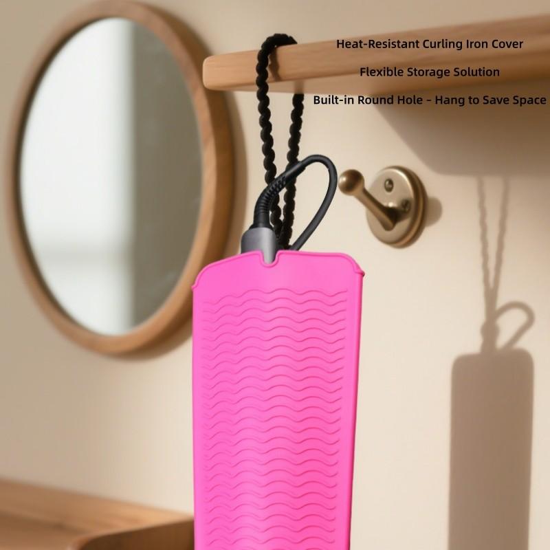 Silicone Heat Resistant Pouch for Curling Iron Flat Iron Storage Bag Anti Scald Portable Beauty Tool High Temperature Resistant Silicone Safe Storage Easy to Carry Protect Hands and Belongings