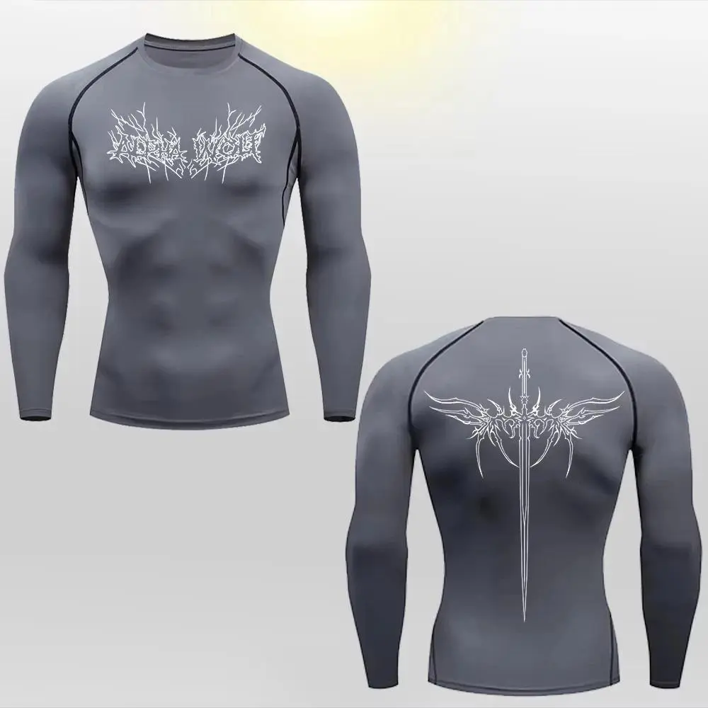 Men's Short Sleeve Compression T-Shirt Anime Printed Boxing Rashguard Quick Dry Gym Fitness Tight Tops ZY00185
