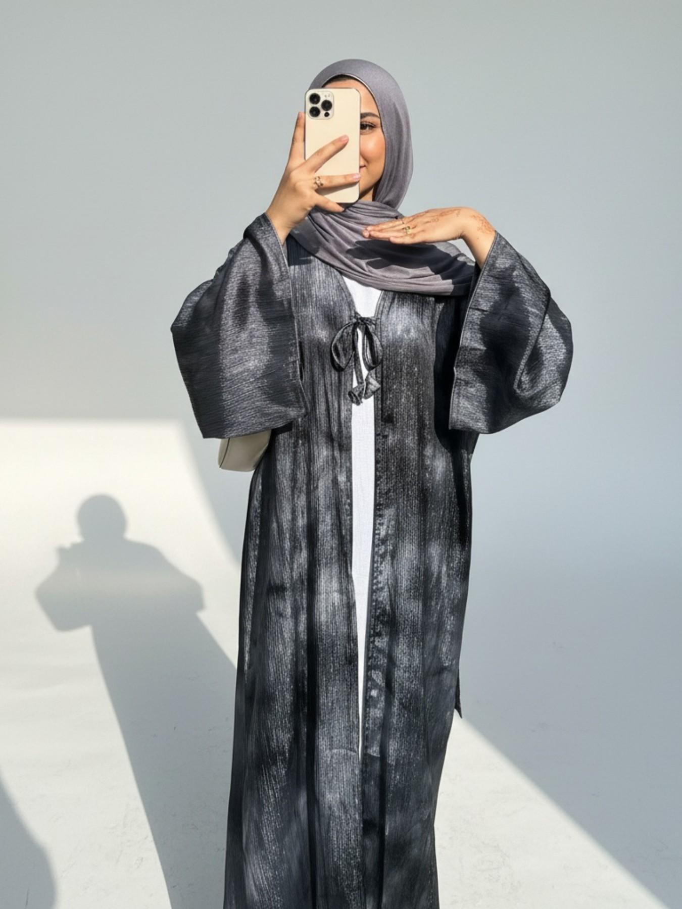 New Design Muslim Women Printed Long Cardigan Open Front Abaya, Elegant Comfortable Design, Perfect for Daily Wear, No Hijab Included