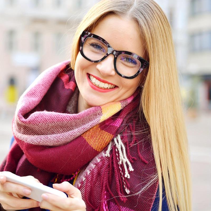 DEAAOK 3-Pack Fashionable Reading Glasses Blue Light Blocking Square Computer Readers For Women Dpring-Loaded Hinge