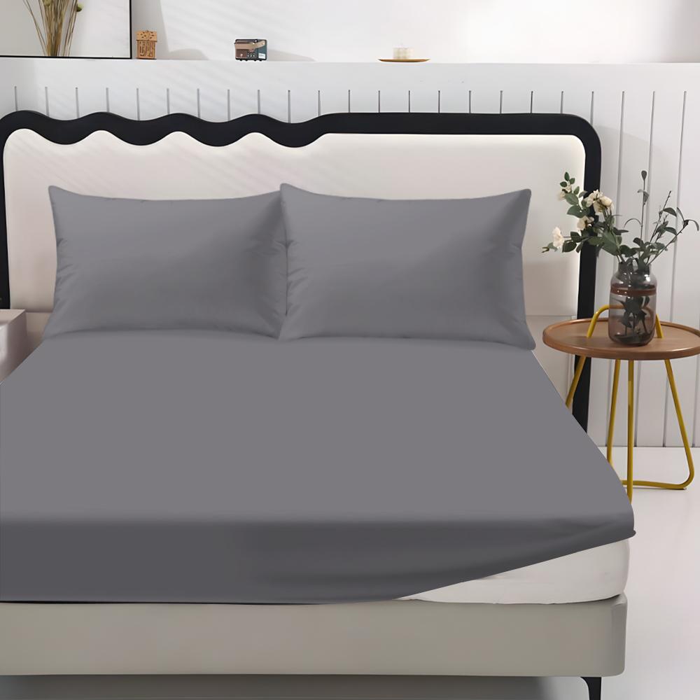 3pc Solid Color Fitted Sheet Set, Bed Sheet Sets, with 10inch deep pockets, available in single, double, and king sizes, perfect for bedrooms, guest rooms, dormitories, and hotels