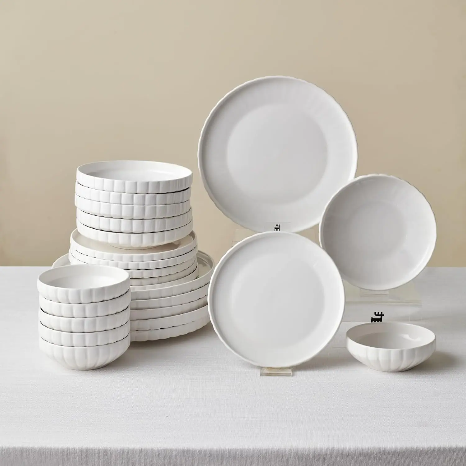 24-   Pumpkin Dinnerware Set for 6, White Elegant Tableware, Plates and Bowls Set, Durable Fine  Dish Set for Everyday Use & Entertaining