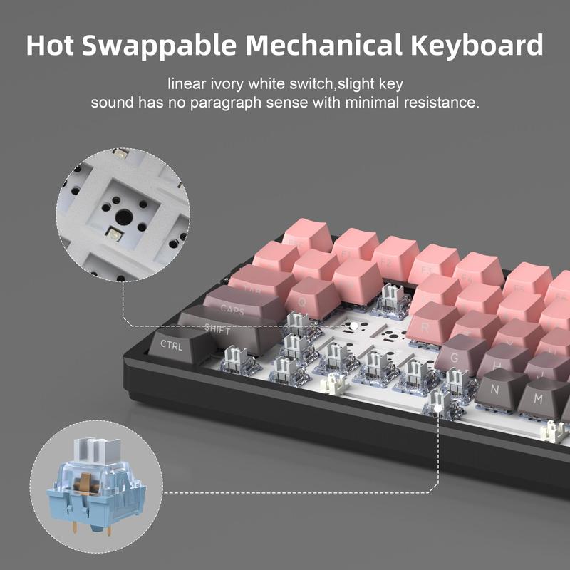 MageGee New Wireless Gasket Keyboard Light100, 99keys, Creamy sound keyboard, Silent Typing, RGB lighting, All keys hot-swappable, Customized pre-lub linear switches, PBT Side-Printed keycaps, large capacity battery @8000mAh, Supports 2.4G/ BT /wired MageGee New Wireless Gasket Keyboard Light100, 99keys, Creamy sound keyboard, Silent Typing, RGB lighting, All keys hot-swappable, Customized pre-lub linear switches, PBT Side-Printed keycaps, large capacity battery @8000mAh, Supports 2.4G/ BT /wired
