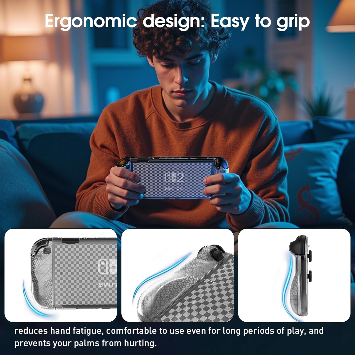 Switch 2 Case for Nintendo Switch 2 Accessories(2025), Protective Case with Screen Protector, Switch 2 Transparent Cover with Protective Film and Grip Cover,AntiScratch and Shock Absorption