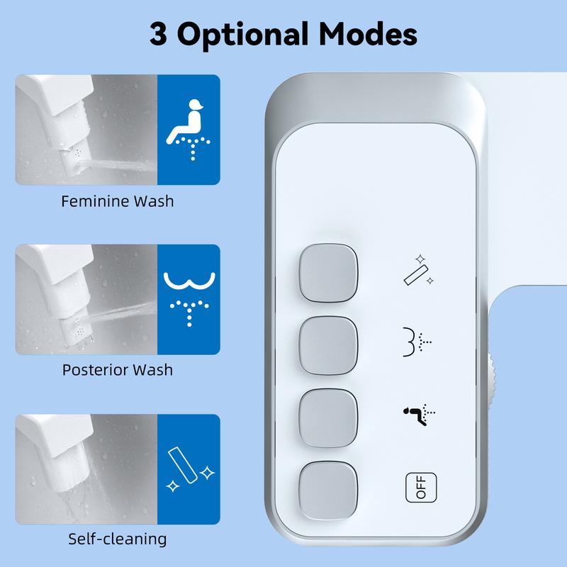 Bidet Attachment for Toilet, Non-Electric Dual Nozzle for Frontal & Rear Wash, Adjustable Water Pressure Control, Fresh Water Bidet Toilet Seat, Self Cleaning Water Sprayer