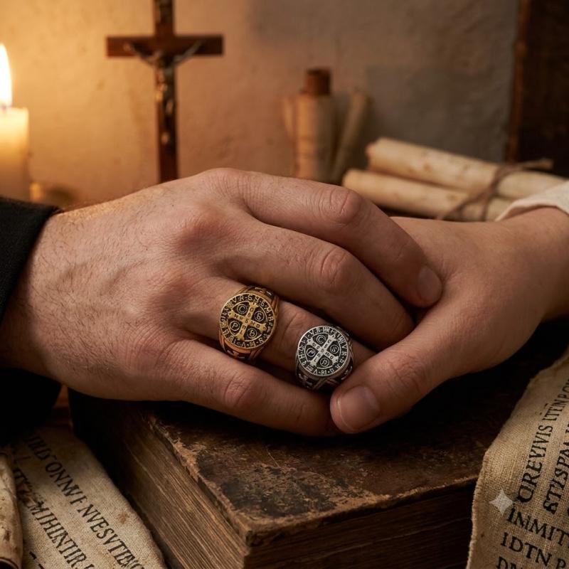 High-End Retro Punk Cross Statement Ring, Two-Tone Gold Silver Contrast Metal Cross Band, Unique Cool Street Hip Hop Decor Jewelry For Daily Party Outfit Punk Ring Cross Ring Two Tone Jewelry Statement Ring Street Accessory
