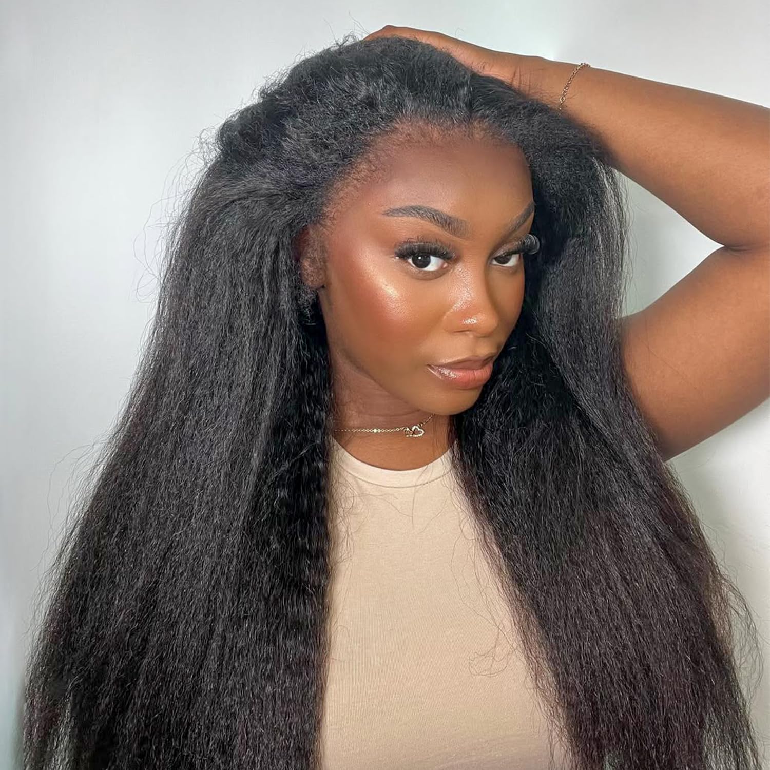 10s Install Wig [3 In 1 Half Wig] Half Wig Kinky Straight Flexi-Fit Invisi 3 in 1 Wigs Flip Drawstring Wig 180% Density Glueless Wigs 100% Human Hair Natural Black Ready to Go Headband Wig for Women TikTokShopBlackFriday