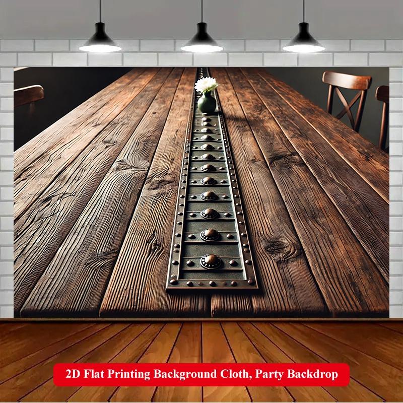 2D Flat Printing Backdrop Banner 1pc, Wooden Table With Artistic Vase Vibrant Polyester Background Cloth for Family Party, Wedding, Birthday, Christmas, Thanksgiving, Fall, Entryway, Room Decorations, Easy to Set Up, Reusable