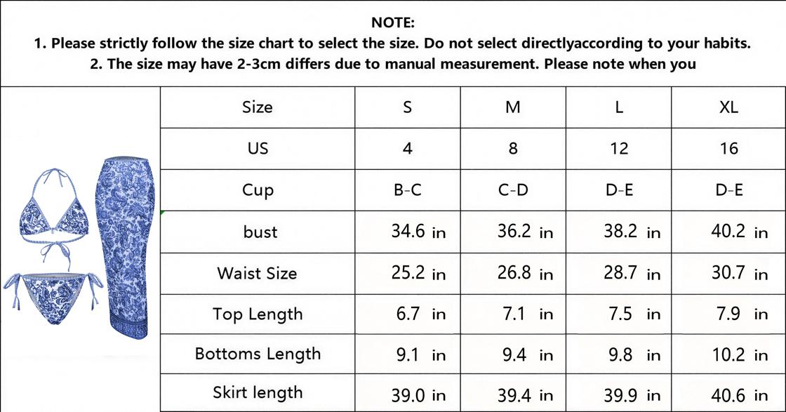 Women's Blue Paisley 3-Piece Swimsuit Set with Cover Up - Halter Bikini & Maxi Beach Cover Up for Summer Vacation,#ResortWear & Poolside Outfits,Floral triangle cup camisole dress, bikini three-piece swimsuit