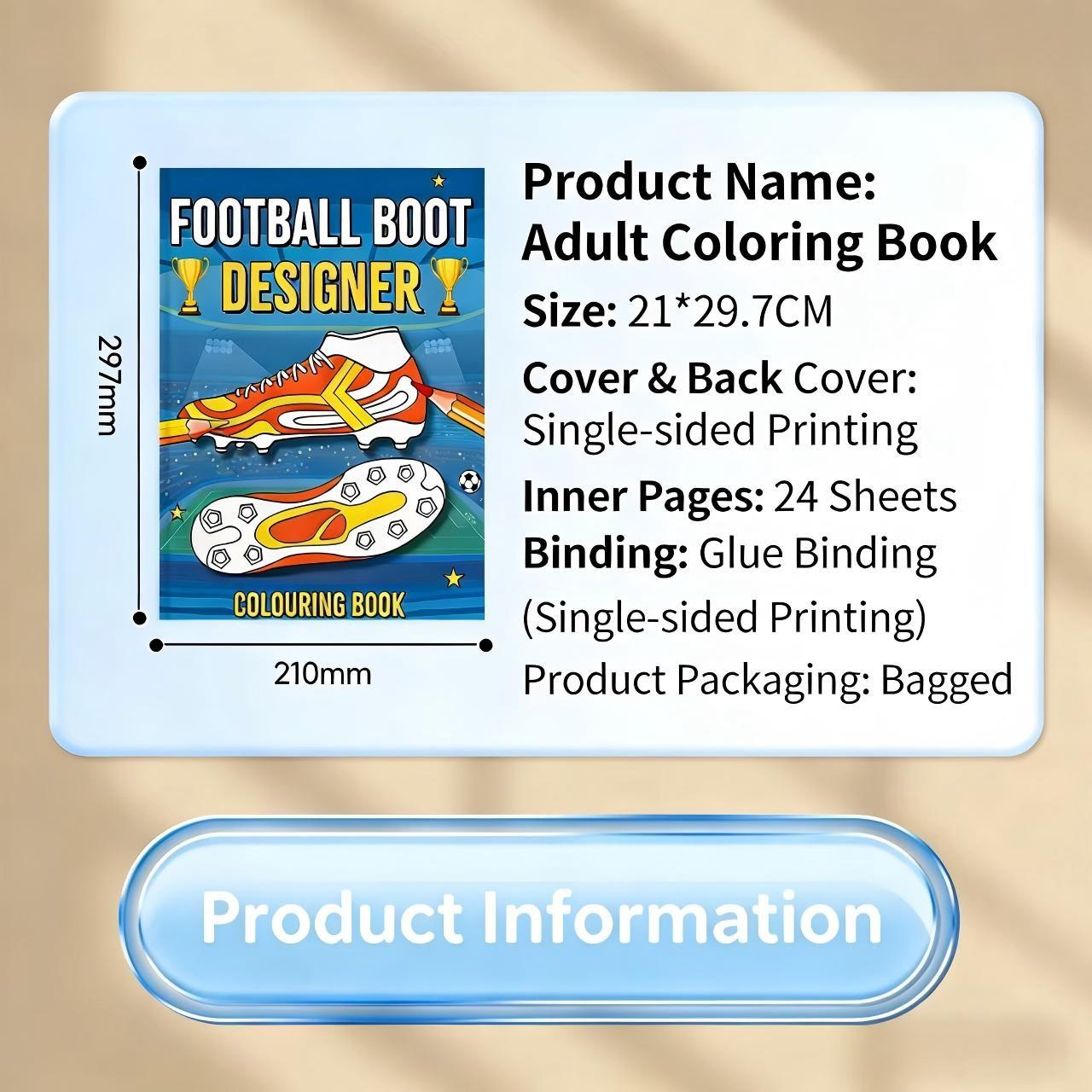 New Bestselling A4 Football Shoe Theme Coloring Book, Thickened Coloring Album, Picture Filling Book, Creative Activity Workbook