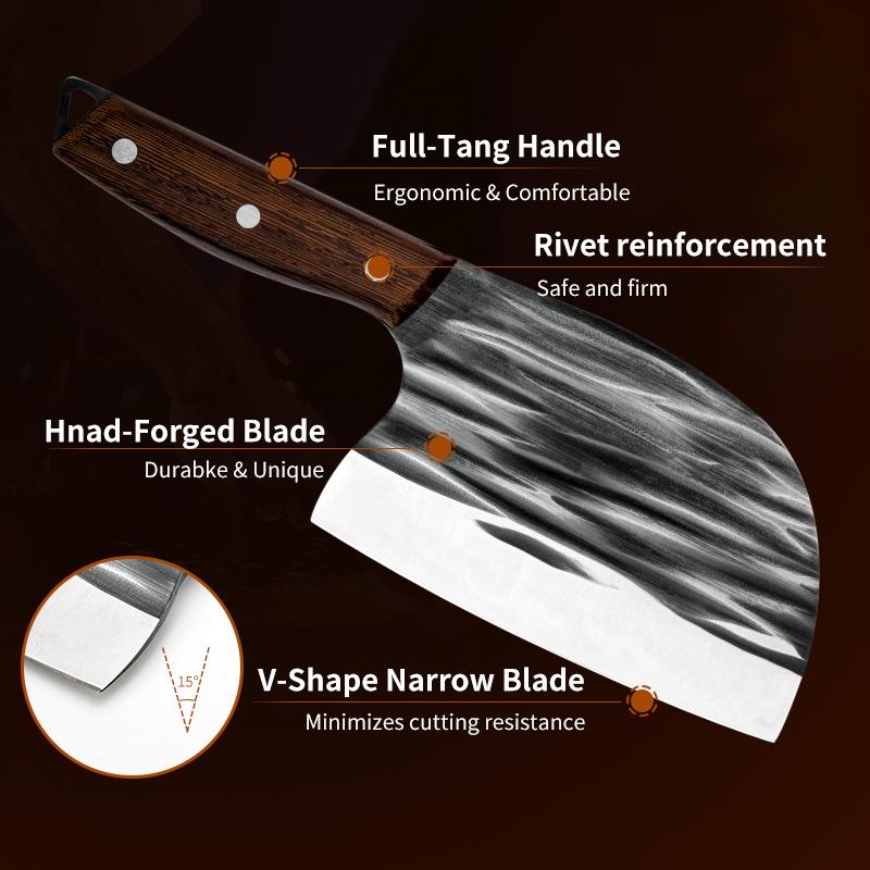 2 Piece Chef's Knife Set with Sheath for Home Meat and Vegetable Chopping Bone Chopping Outdoor Barbecue Camping Picnic High Quality Steel Easy to Carry