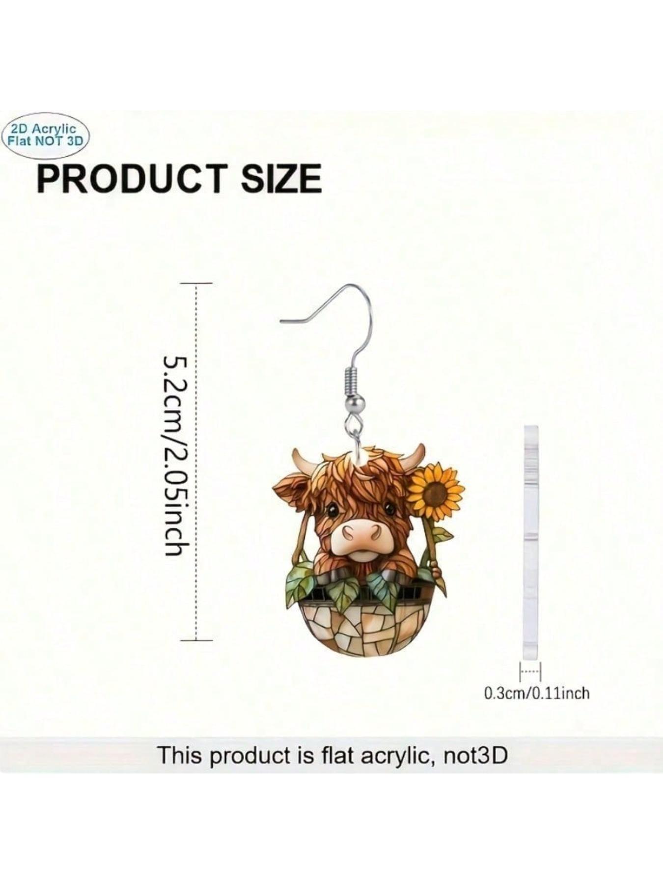 1 pair of rural cow printed acrylic earrings - lightweight and versatile, suitable for daily use and parties, cute earrings