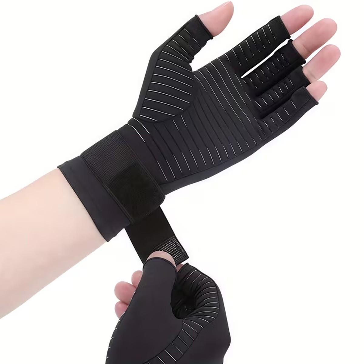Unisex Compression Copper Gloves, Breathable Anti-Slip Fitness Gloves with Silver Stripes, Pain Relief for Arthritis, Office Work, Pressure Gloves
