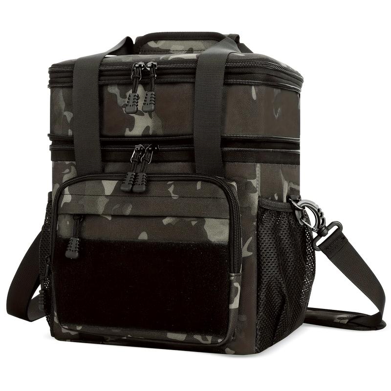 HSHRISH T09.Camouflage Lunch Bags Large Capacity Portable Leak-Proof Refrigerated Tote with Storage Bags for School College Kitchen American Flag Patch