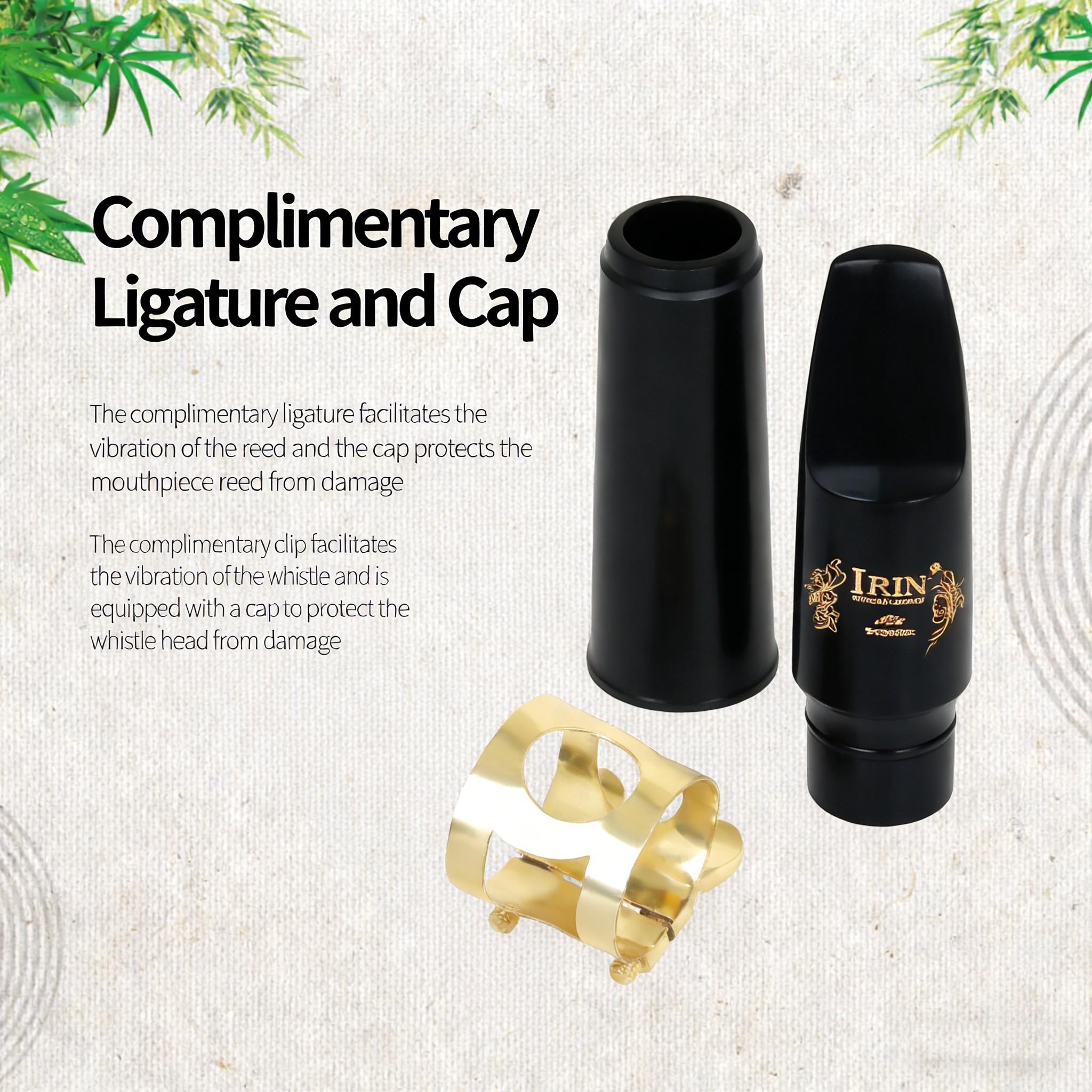 Irin Abs Alto Saxophone Mouthpiece Set, Includes Reed Cap and Clip, Transparent Plastic Box, Professional Saxophone Accessories