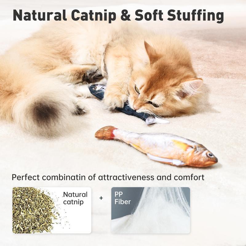 3-Pieces Cute Universal Sardine Flopping Fish Interactive Cat Toys, Rechargeable 7.1-Inches Catnip Toys with 3 Flapping Modes for All Breeds Cats, Interactive Toy