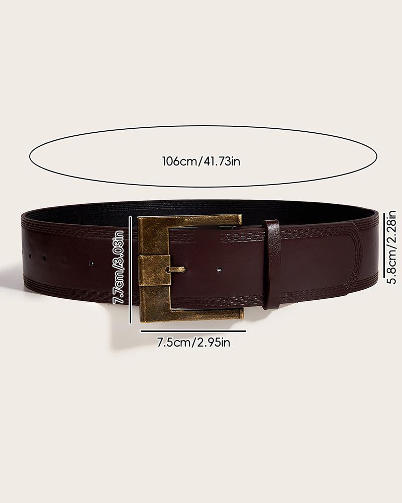 ChicMe Women's Plain Vintage Wide Leather Belt Fashion Buckle Waist Belts